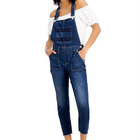 Tommy Hilfiger Denim - Tommy Jeans Women's Crop Denim Logo Overall Slim Leg Jeans Size 29